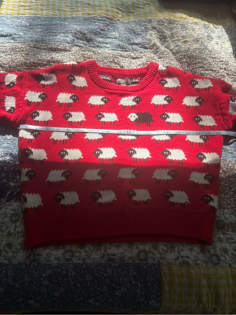 Cake Red Sheep Print Crewneck Sweater - Picture 4 of 7